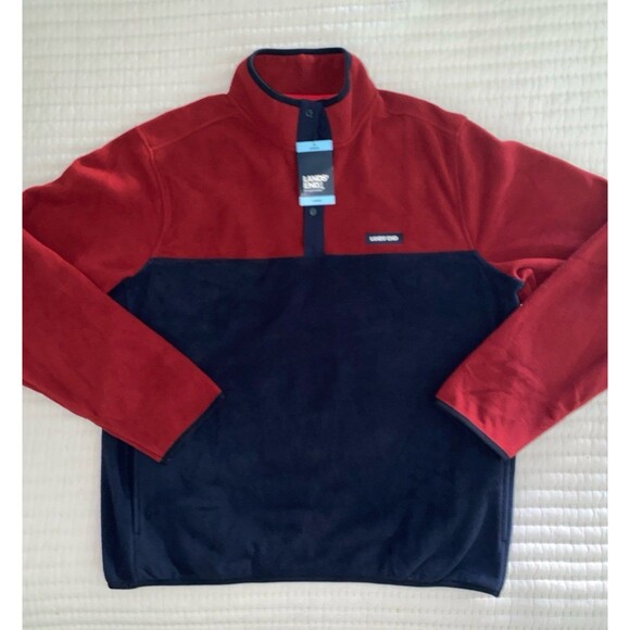 Land's End Men's Fleece Collar Long Sleeve Quarter Snap Button Up Jacket - Large - Picture 2 of 6